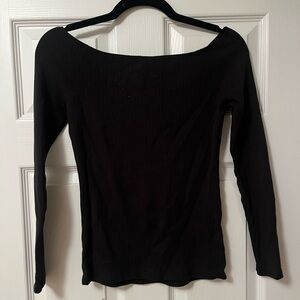 American Apparel black ribbed boat neck long-sleeve top, size M